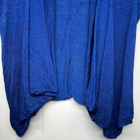 Kenneth Cole Linen Blend Short Sleeve Royal Blue Open Front Cardigan Size Medium - Picture 4 of 12